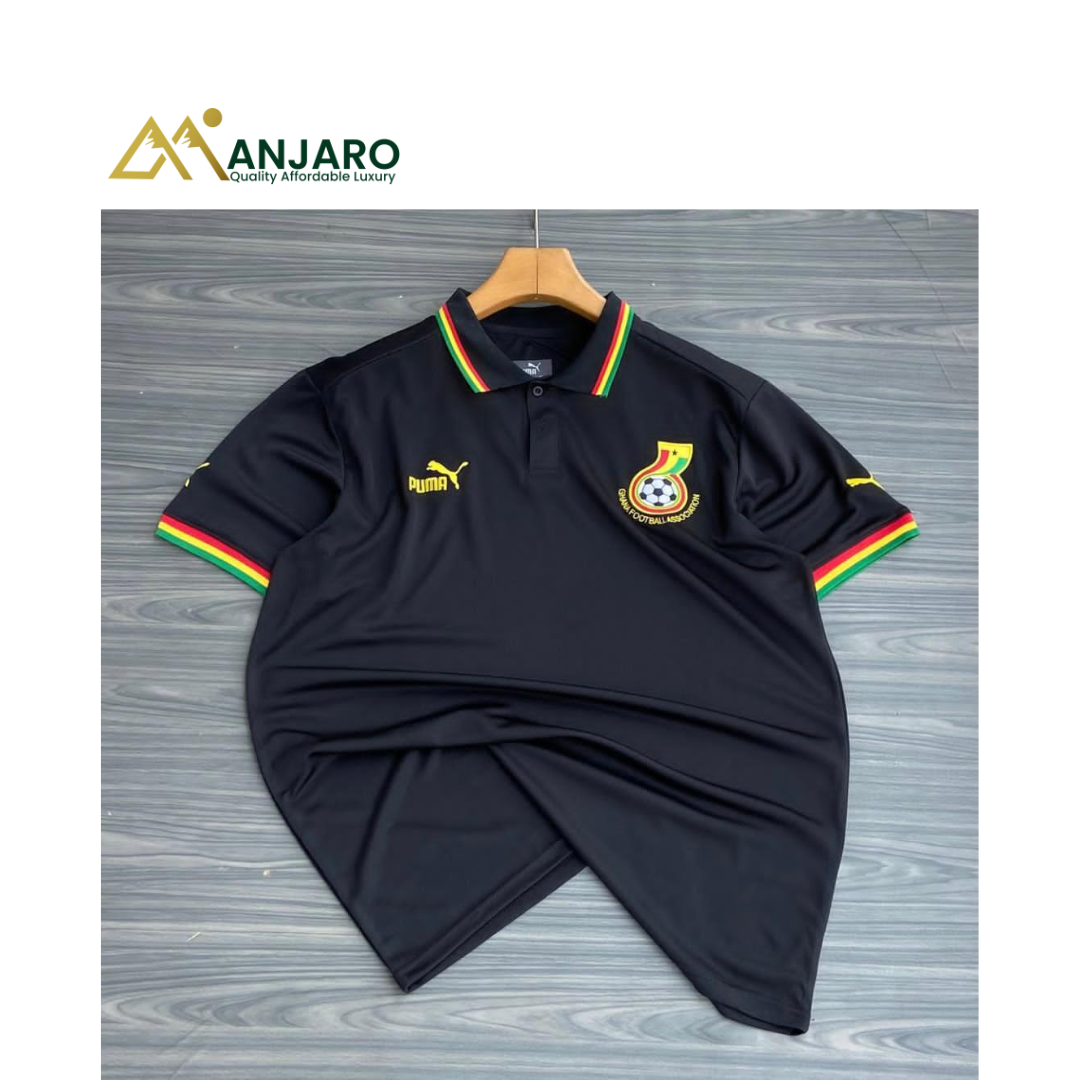 Ghana Black Stars Club Tee Jersey – Black | Premium Football Supporter Polo Shirt