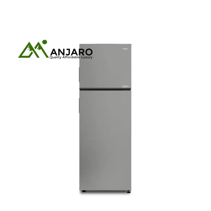 HAIER 333L Double Door Refrigerator – HRF-355NS, Silver Metal Door, Frost-Free, Spacious & Durable