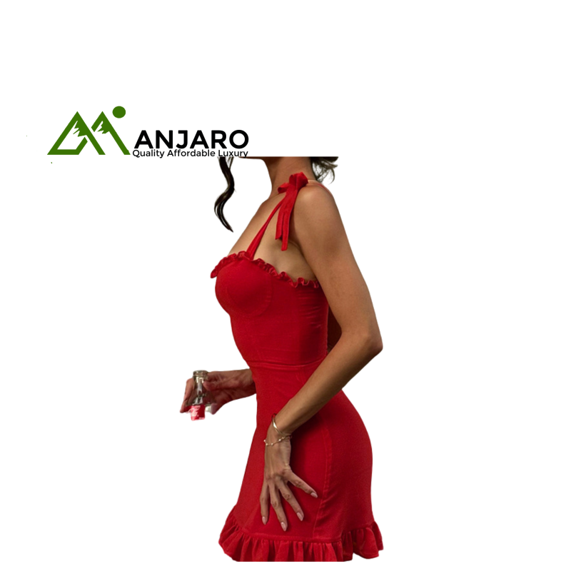 D&M Sleeveless Red Tight-Fitting Mini Dress - Flattering V-Neck A-Line Summer Dress for Women