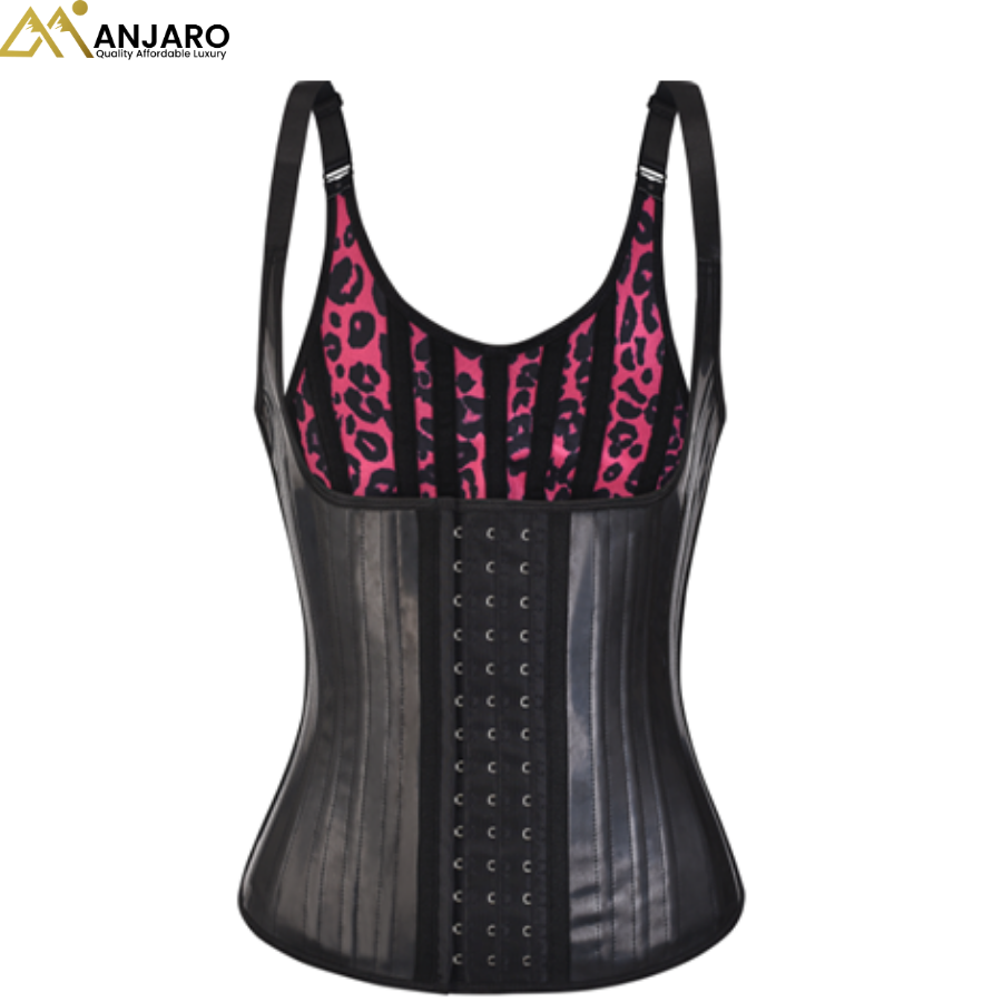 Leopard Accent Latex Waist Trainer Vest – Full Coverage Adjustable Fit 8816