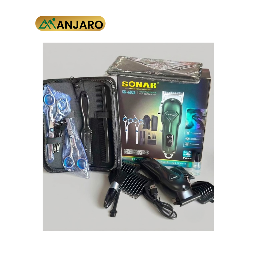 Sonar SN-6036 Rechargeable Hair Clipper Set – Cordless Professional Barber Trimmer Kit for Hair Cutting & Grooming