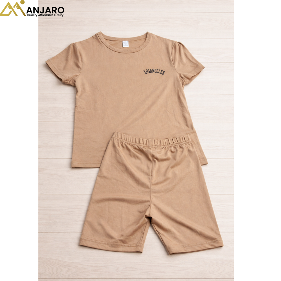 Kids Brown “Los Angeles” T-Shirt & Shorts Set – 4/5/6 Years