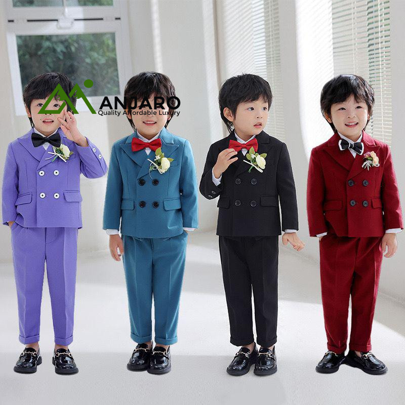 Quality Kids Double-Breasted 3-Piece Suit – Blazer, Waistcoat & Trousers, Stylish Formal Wear for Boys