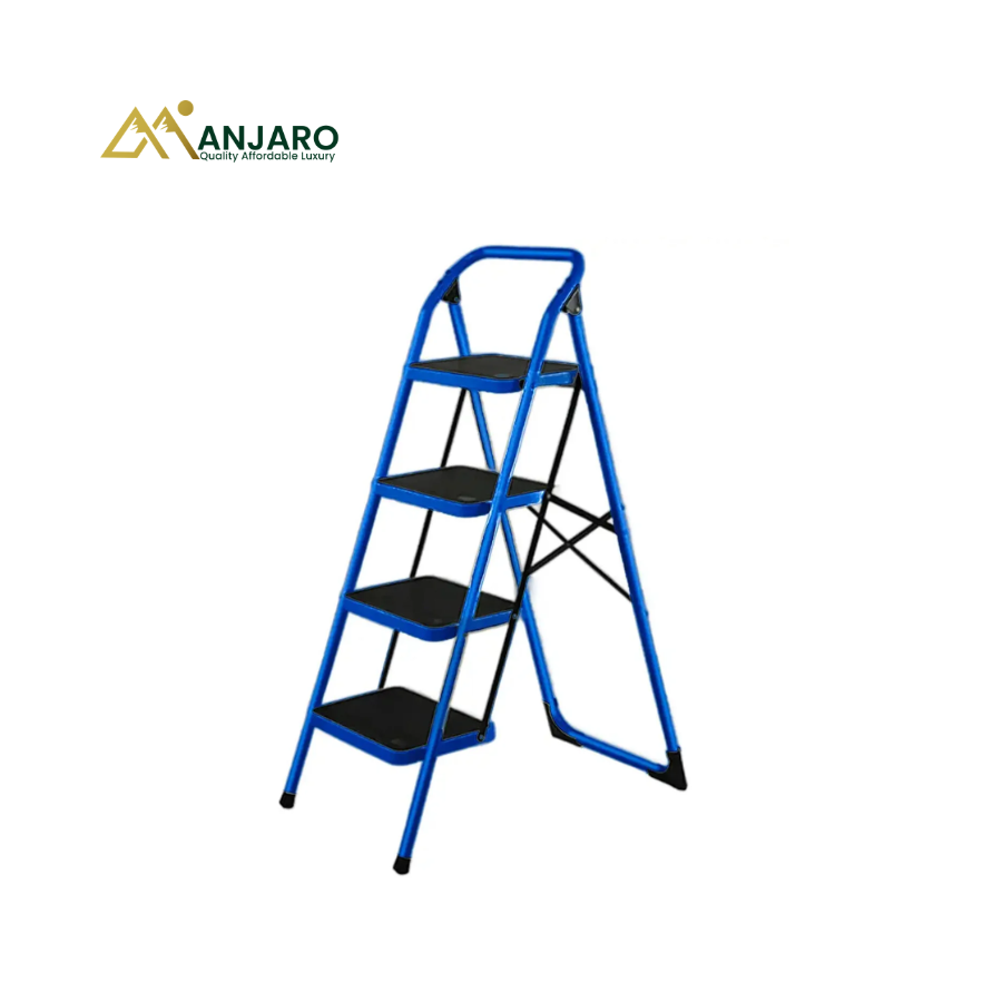 WADFOW Steel Step Ladder – 4-Step Folding Steel Ladder – 150kg Load Capacity WLD1A04