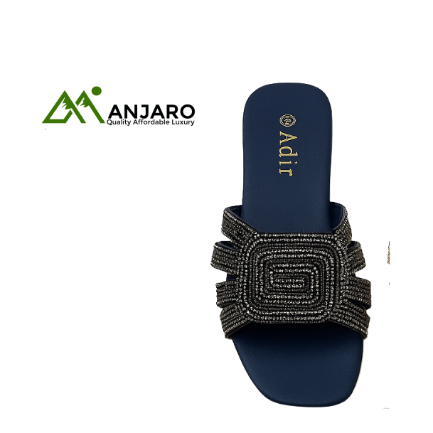 Geometric Beaded Glam Slip-On Sandals – Elegant & Effortless Style
