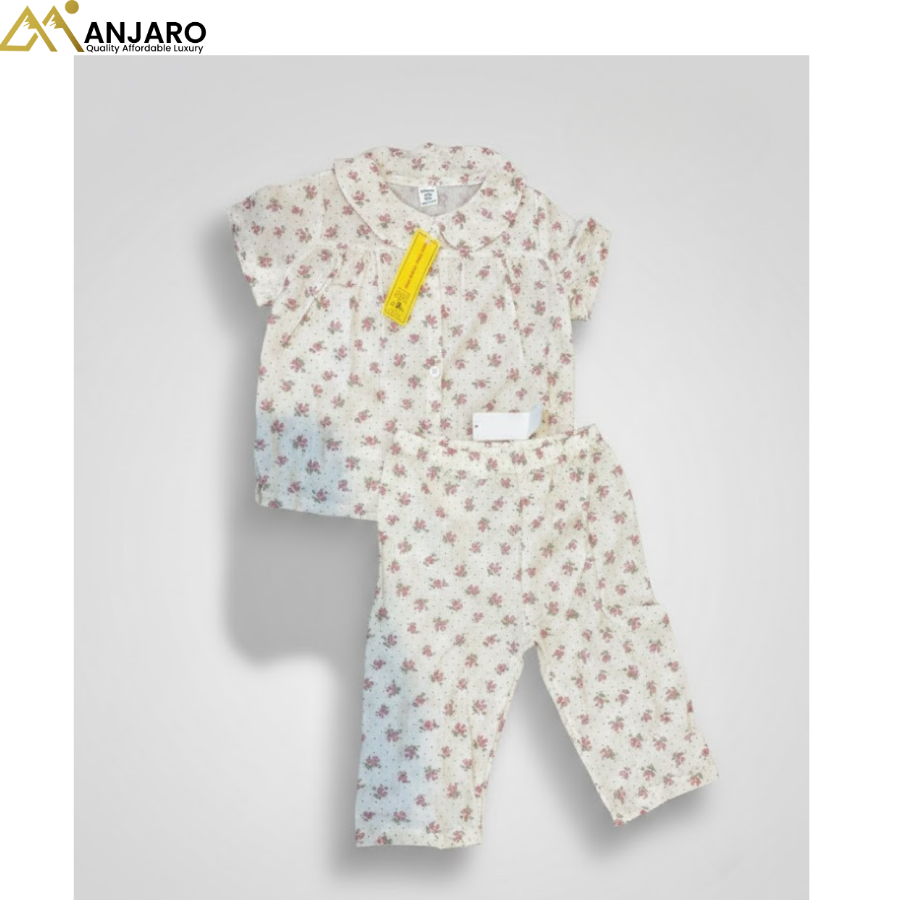 Girls Floral Peter Pan Collar Outfit Set – Size 1/2/3