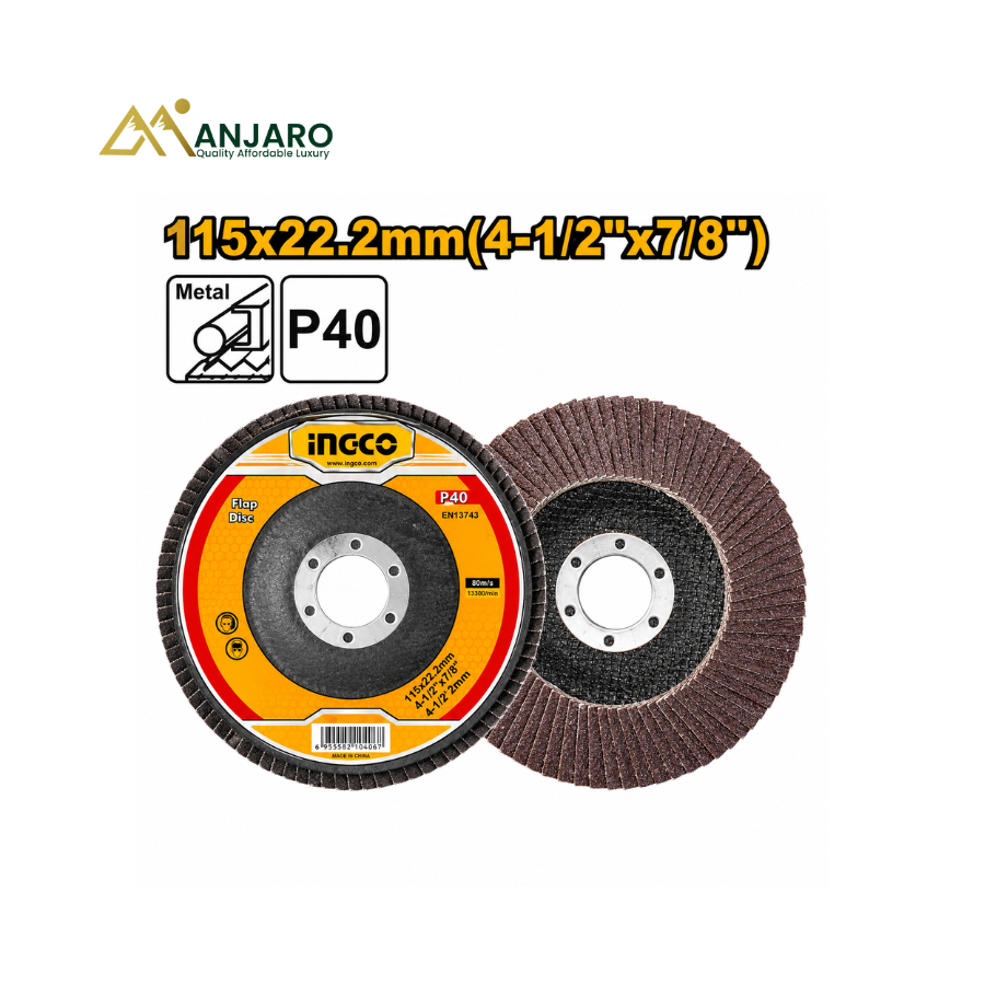 Ingco Flap Disc 115mm Aluminum Oxide P40 P60 Grinding Disc FD11540/FD11560