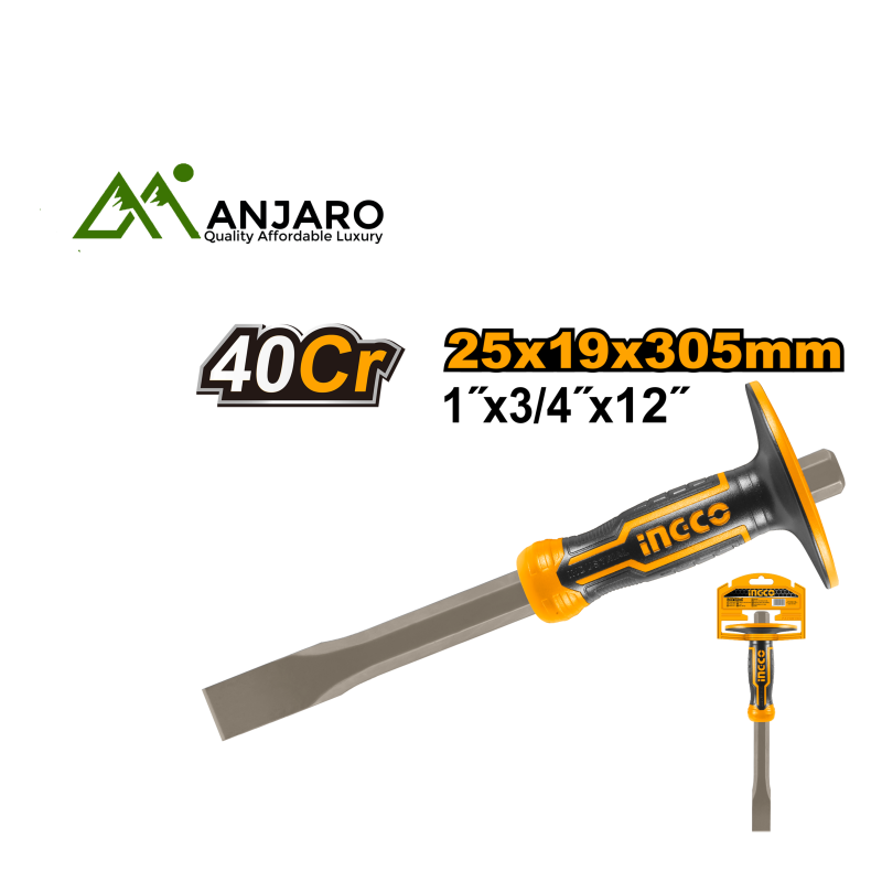 HCCL832519 Cold Chisel 25mm x 305mm – 40Cr Steel with Limpid Powder Coating & Comfort Grip