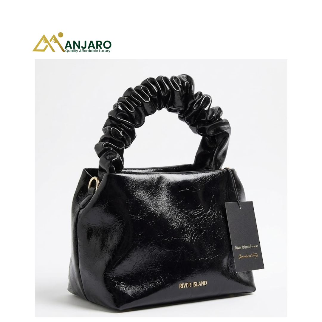 River Island Studios Black High Shine Grab Bag – Women’s Elegant Handbag