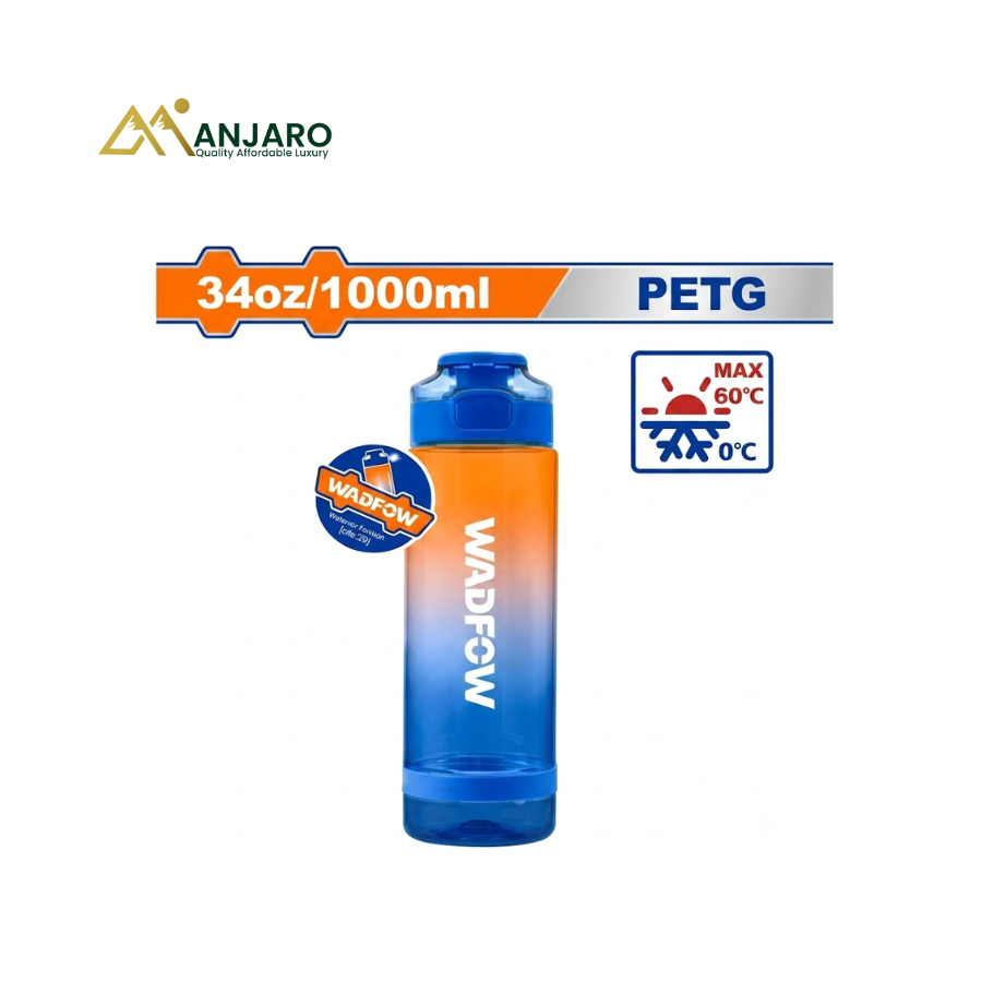 Wadfow PETG Hydration Bottle – 1000ml Leakproof Sports Water Container – Transparent Clear WWT1C03
