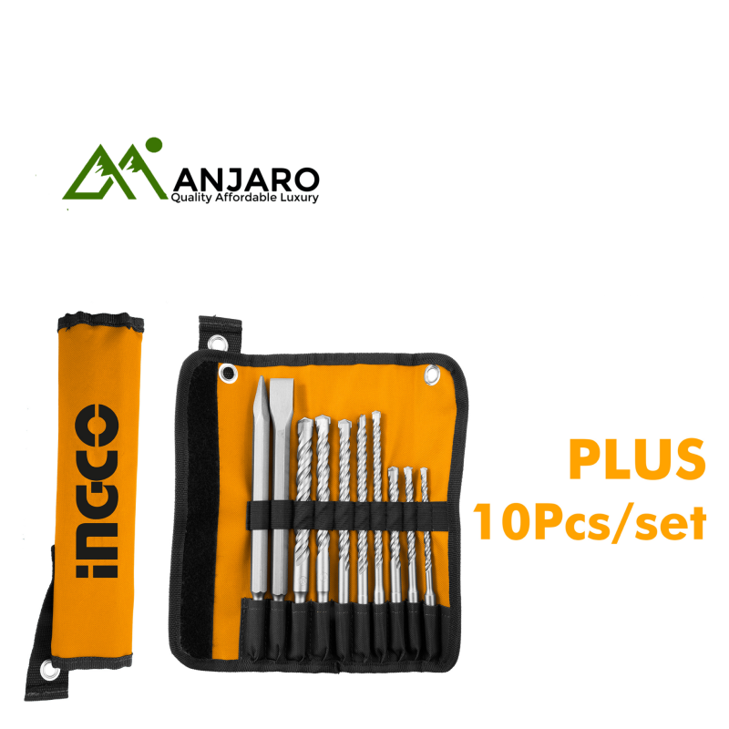 Ingco 10-Piece SDS Plus Hammer Drill Bits & Chisels Set  AKD2101