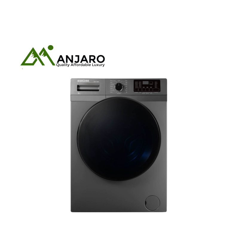 BRUHM BWF-090H Front Load Washing Machine – 9KG, Inverter Motor, 1200RPM, Dark Silver