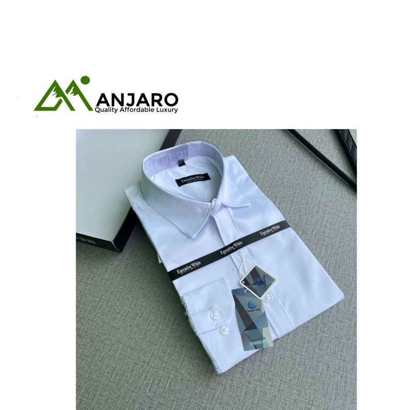 Executive White Shirt – Classic Fit, Long Sleeves, Premium Cotton for Office & Formal Wear