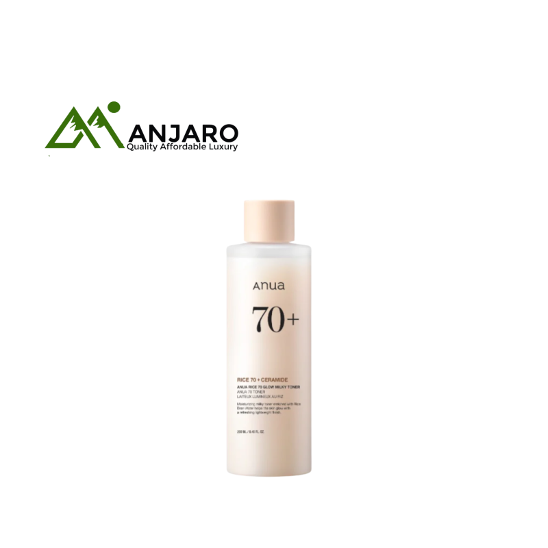 ANUA Rice 70+ Glow Milky Toner – 250 ml Hydrating Milky Essence with 70% Rice Water & Ceramide Glow Booster