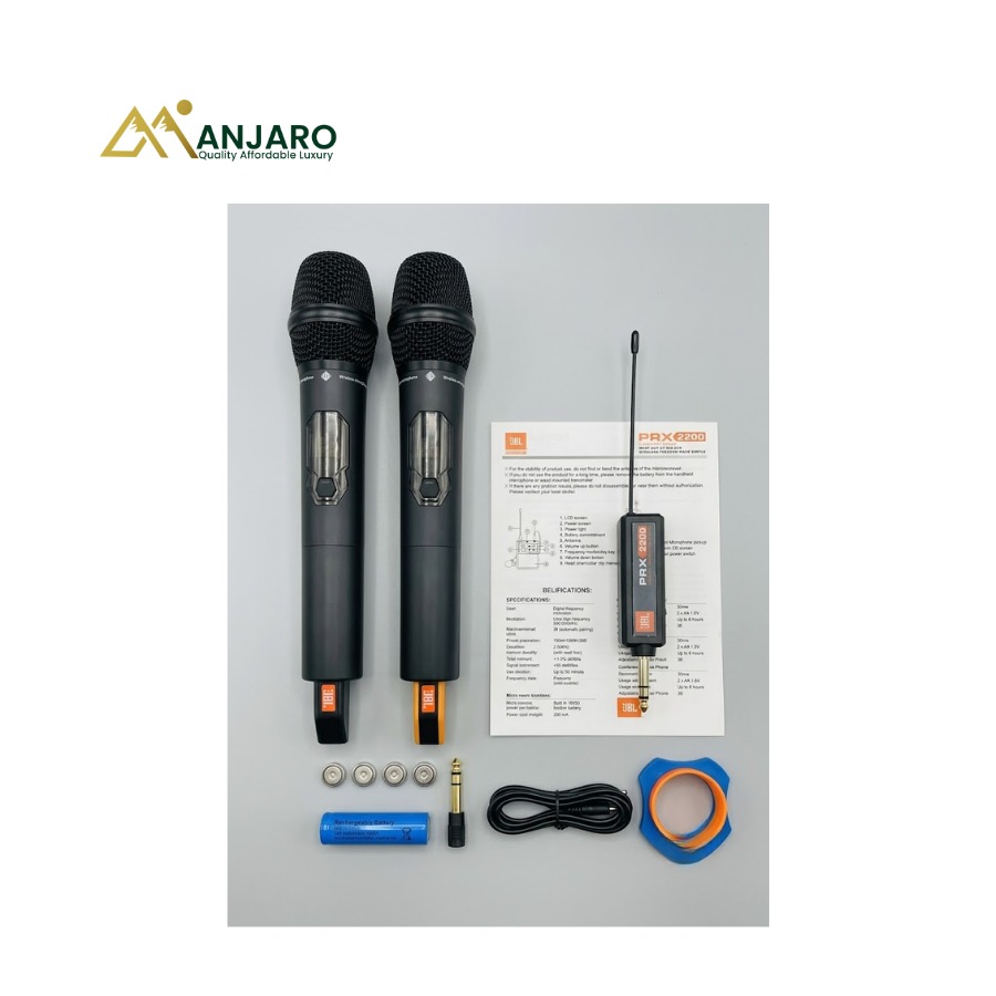 JBL PRX2200 2-in-1 Cordless Wireless Microphone with Universal Receiver – Dual UHF Handheld Microphones