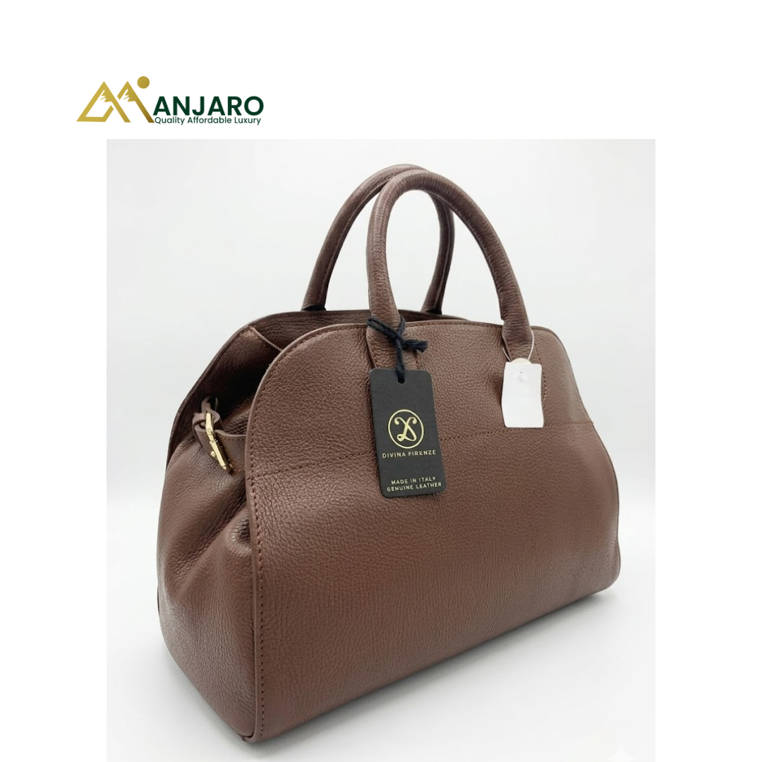 Divina Firenze Tan Pebbled Leather Tote – Women’s Premium Everyday Shoulder Bag