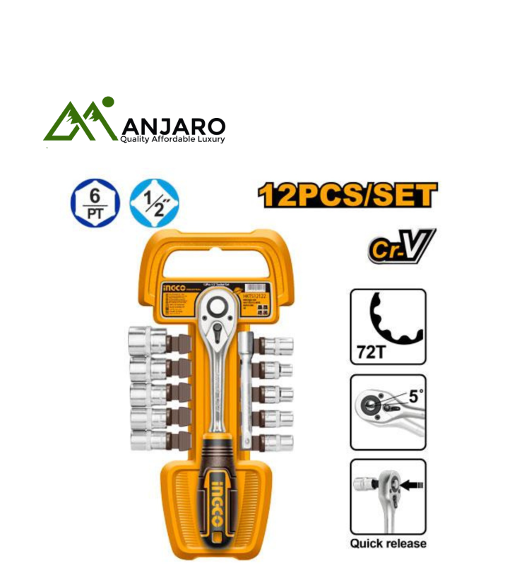 Ingco HKTS12122 12 Pcs 1/2" socket set