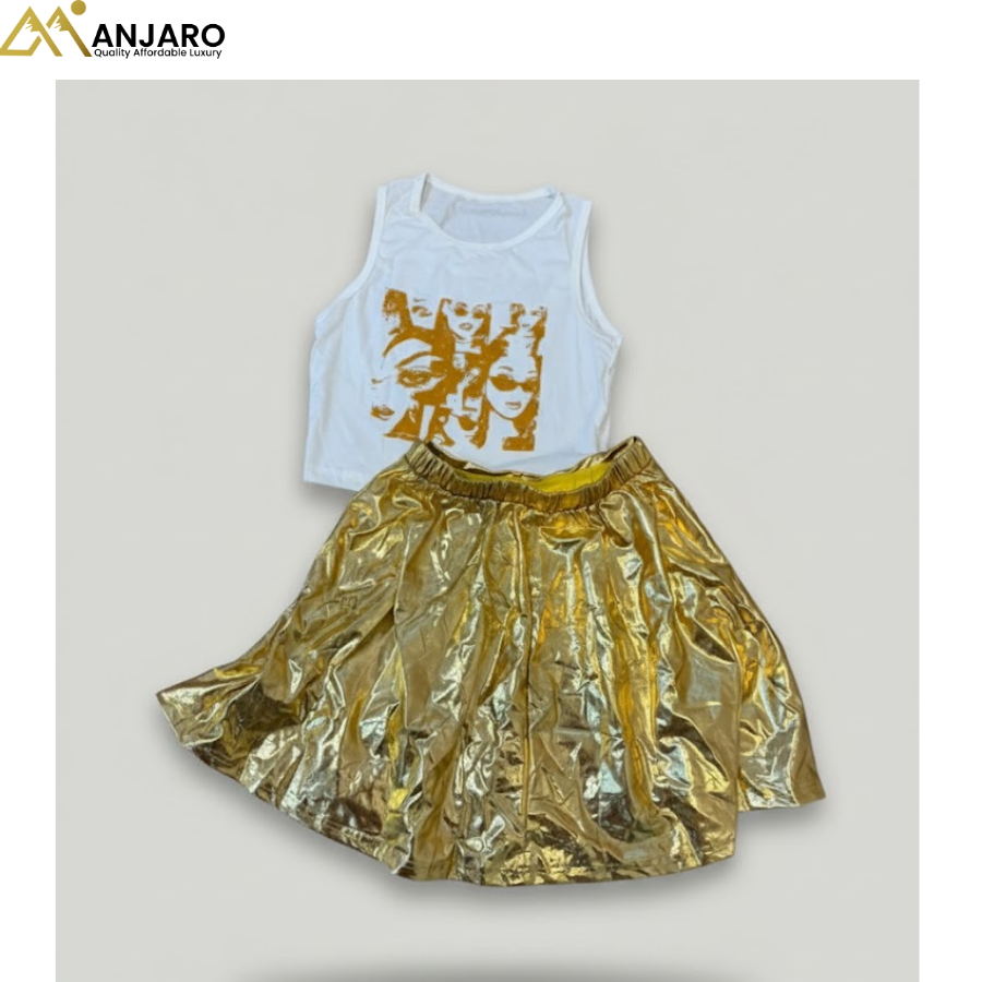 Girls Gold Skirt Set – Sizes 8/9/10/11
