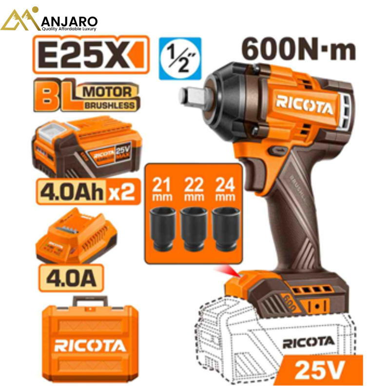 Ricota  Brushless Cordless Impact Wrench – 25V RLEWH25600