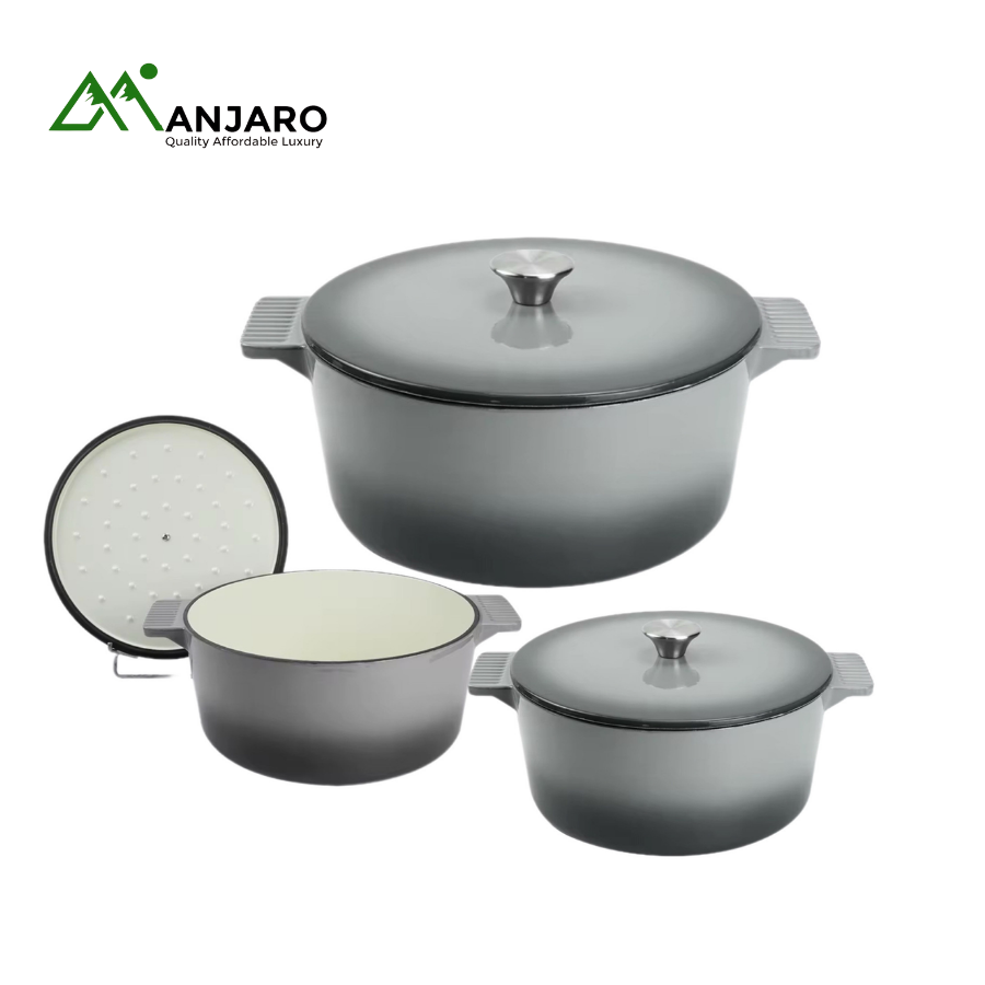 3-Piece Cast Aluminum Non-Stick Cookware Set with Lids – Durable, Stylish & Heat-Efficient