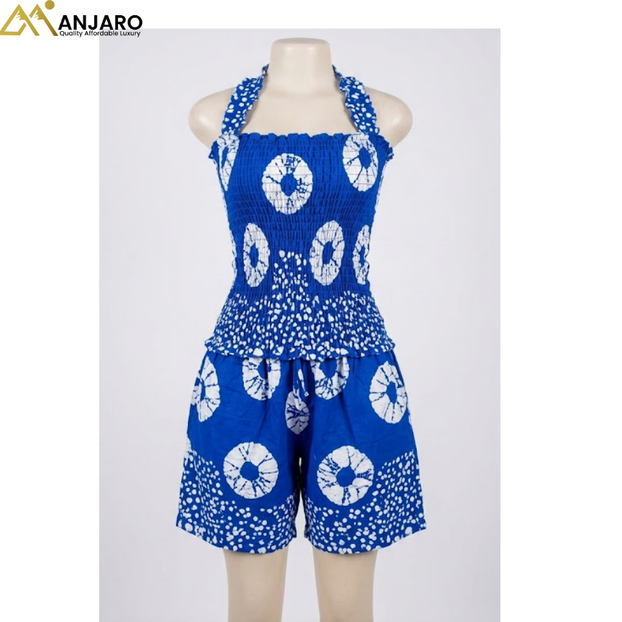 Royal Bloom Halter Shorts Set – One Size