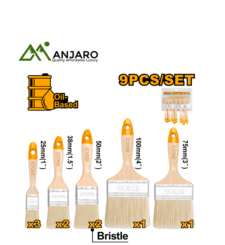 Ingco CHPTB0114091 9 Pcs paint brush set