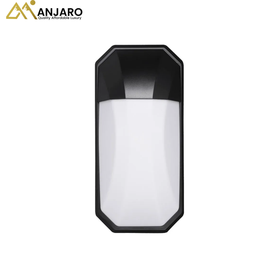 Black Plastic LED Outdoor Wall Light 24W Warm White