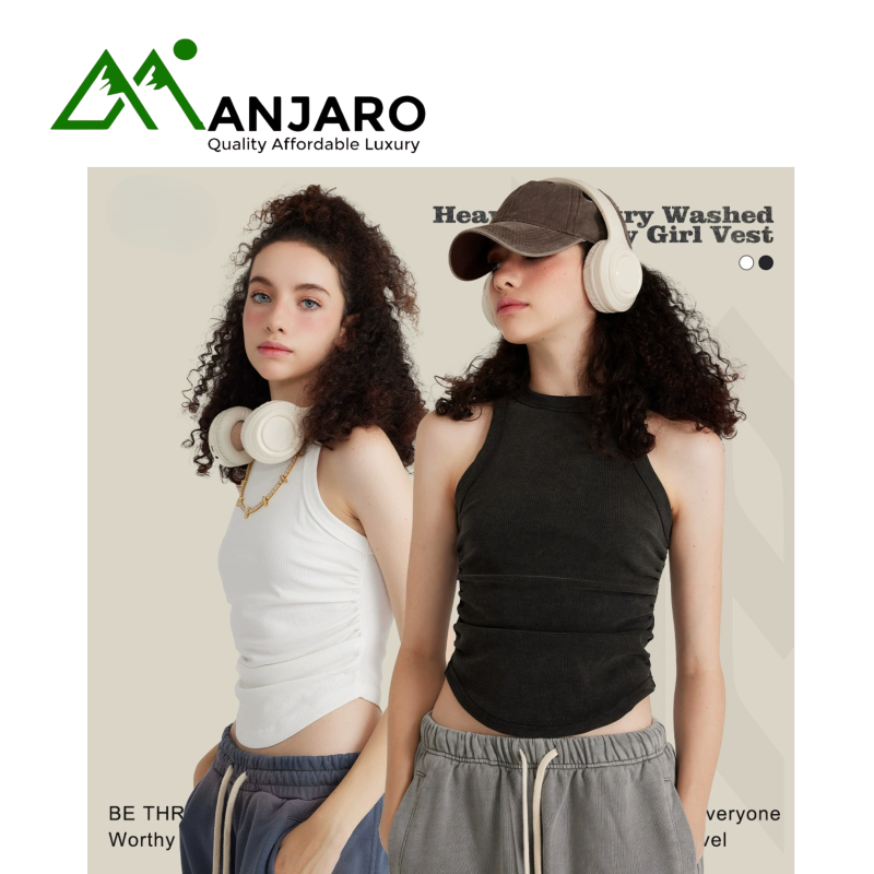 BE Women's Clothing Spring/Summer Washed Pleated I-Shape Vest ( Shipping fee included)