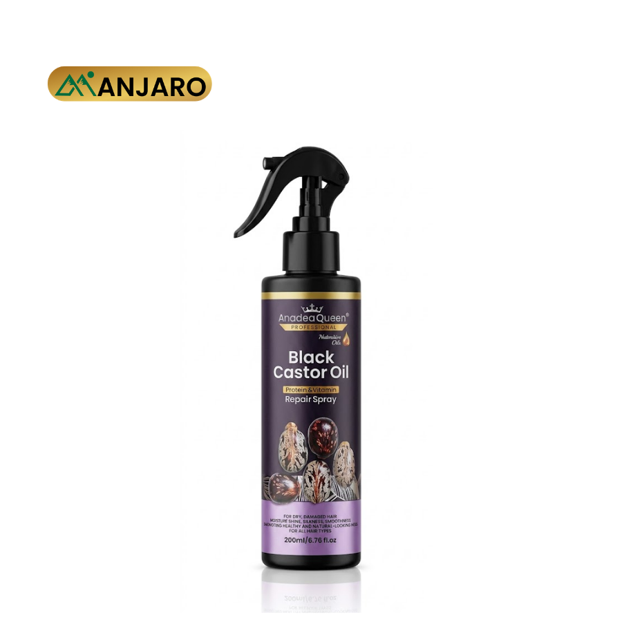 Anadea Queen Black Castor Oil –  200ml Natural Hair & Skin Moisturizing Oil for Growth, Strength & Nourishment