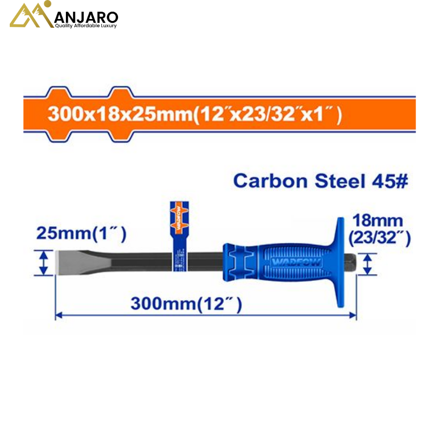 Wadfow Cold Chisel – 25×18×300mm 45# Carbon Steel Hand Tool WCC1302