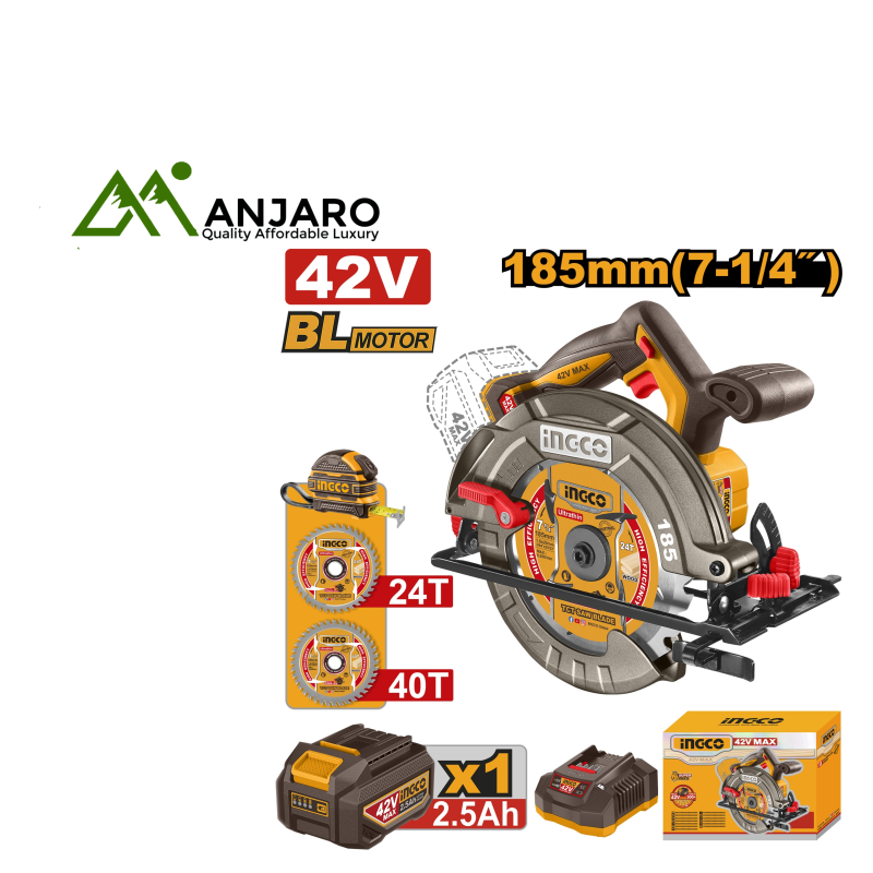 CSLI4218511 42V Cordless Circular Saw – 185mm Blade, Adjustable Depth & Bevel, Brushless Motor