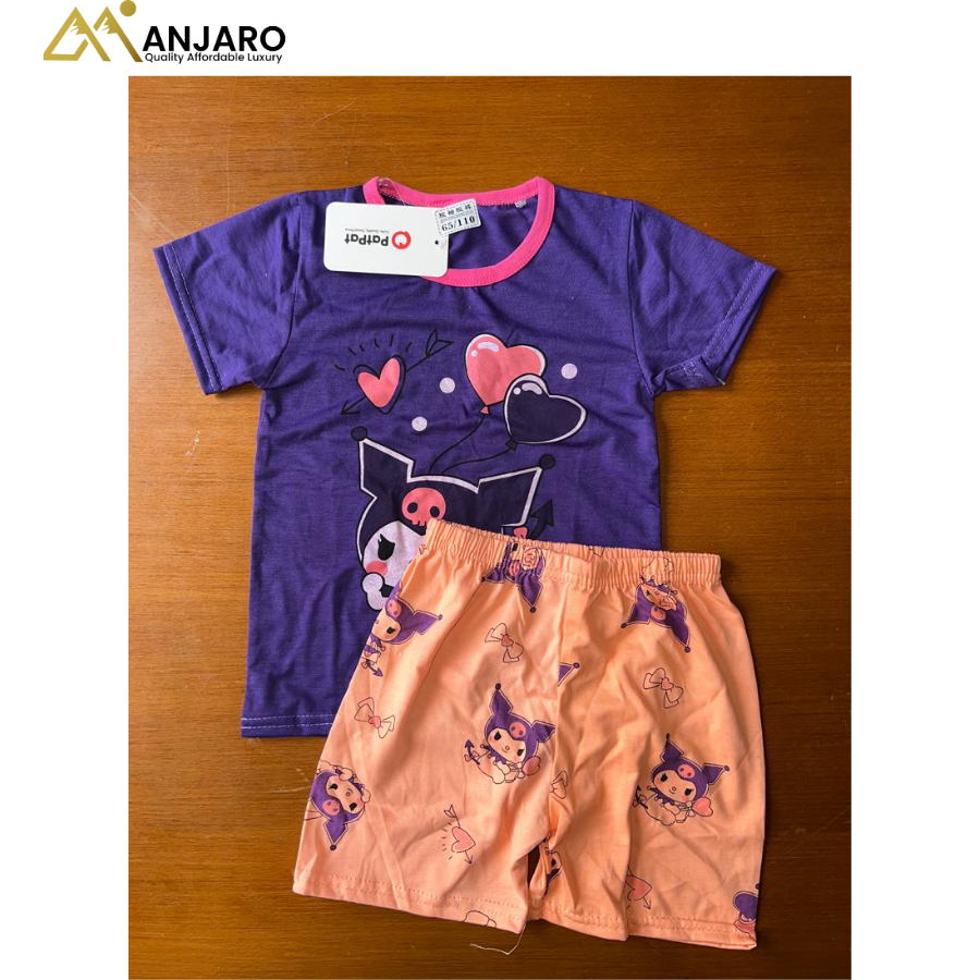 PatPat Kuromi Girls' Graphic Top and Heart Printed Shorts – 2-Piece Set