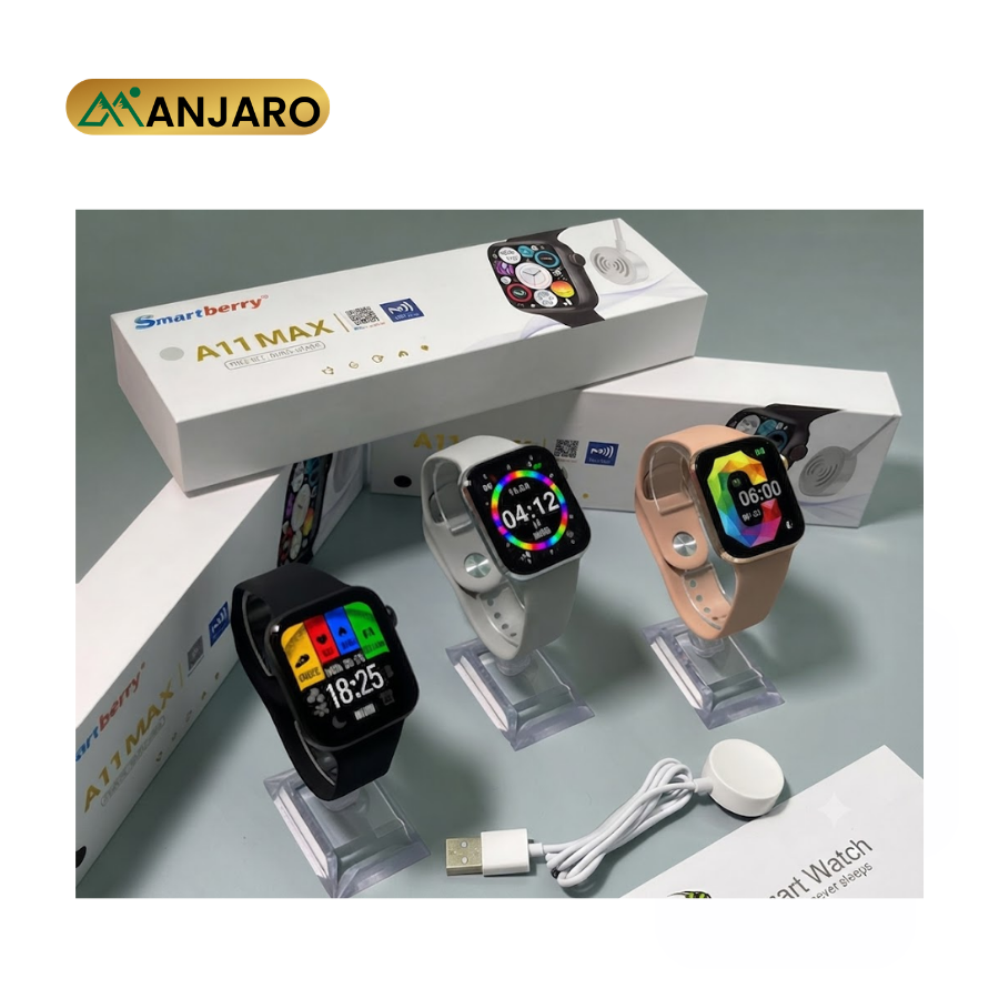A11 Max Smart Watch 1.9-Inch HD Display – SmartBerry Bluetooth Calling Fitness Tracker with Magnetic Charging & Health Monitoring