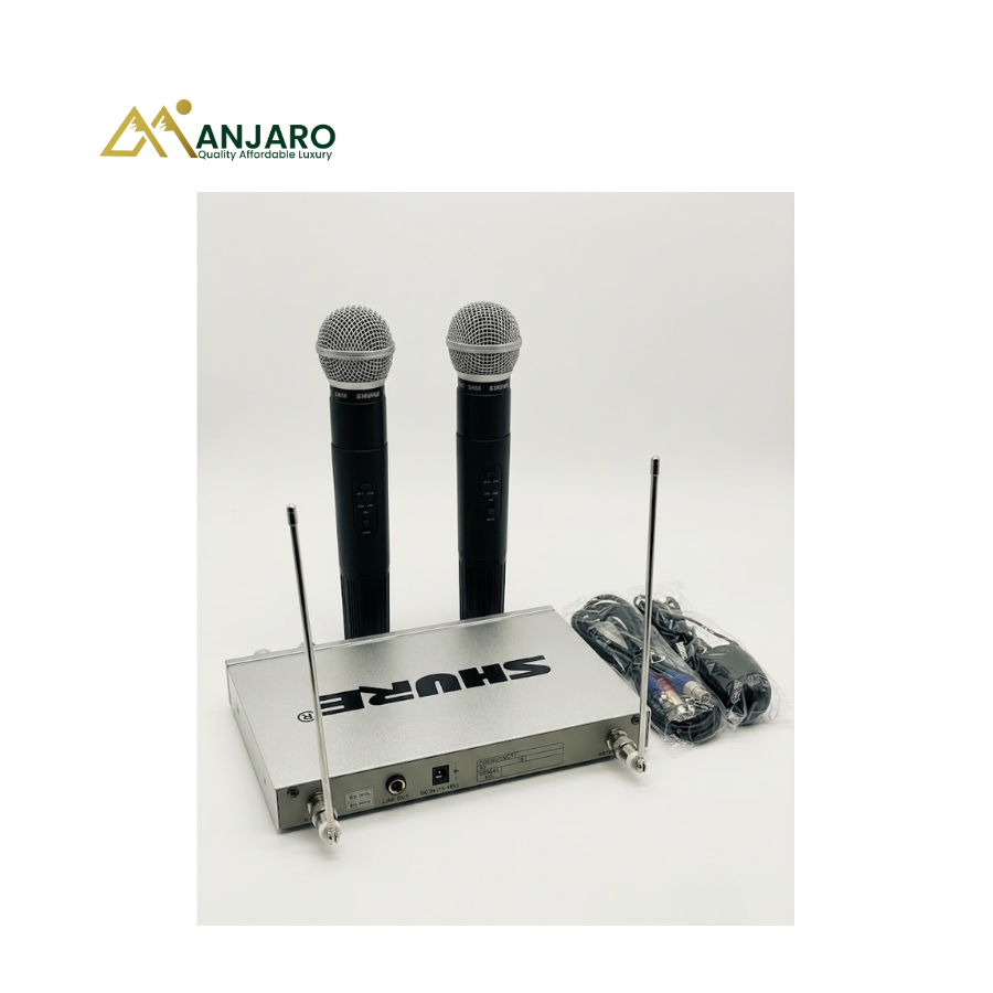 Shure SH-500 2-in-1 Cordless Wireless Microphone System – Dual UHF Handheld Microphones