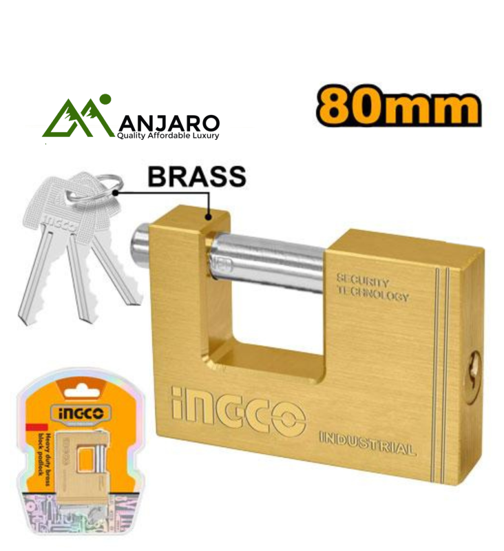Ingco Heavy-Duty Brass Block Padlock DBBPL0902 & DBBPL0802
