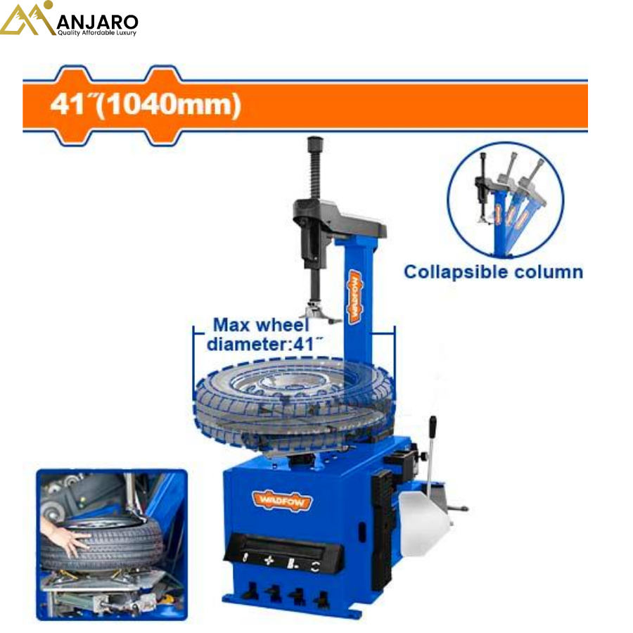 Wadfow Car Tire Changer – Full Automatic Pneumatic, Max 41" Wheel, 0.75Kw Motor WTK2A41