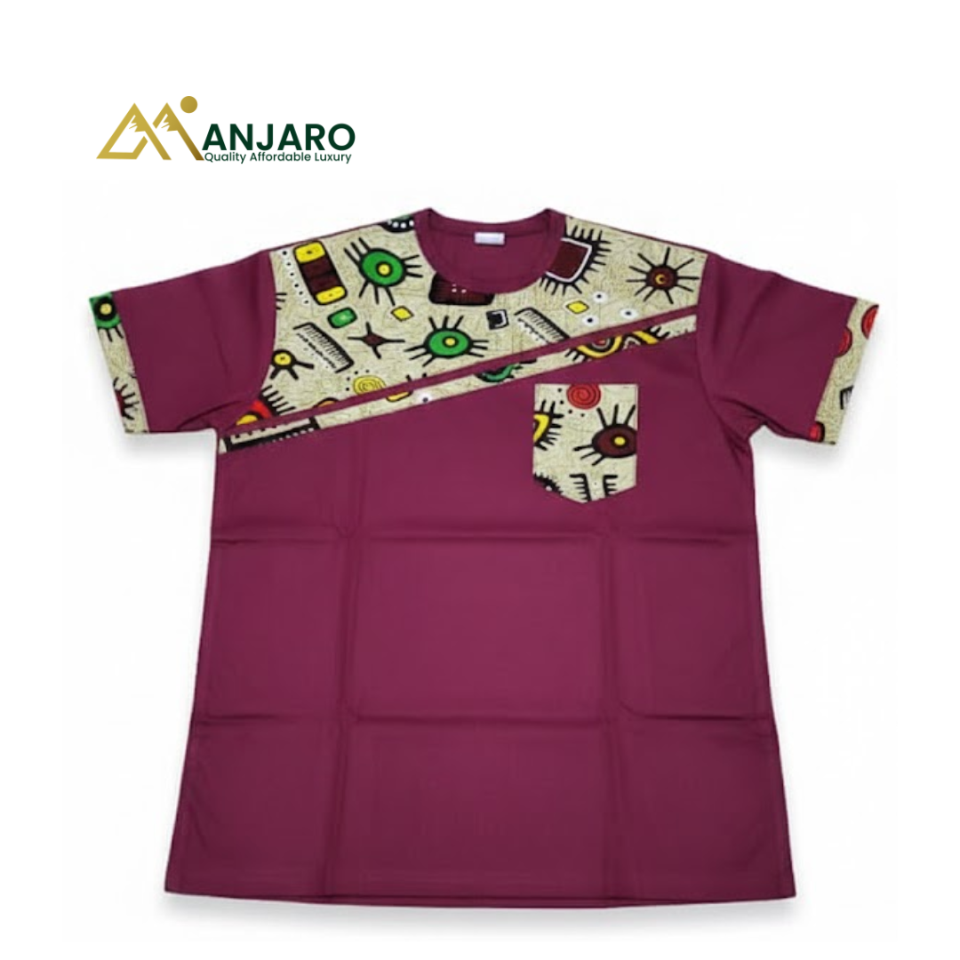 Tribal Design T-Shirt – Burgundy