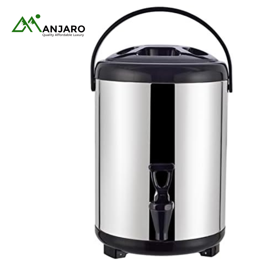 Stainless Steel Beverage Dispenser – Double Tap Hot & Cold Drink Urn with Handle and Legs (10L/15L/20L Options)