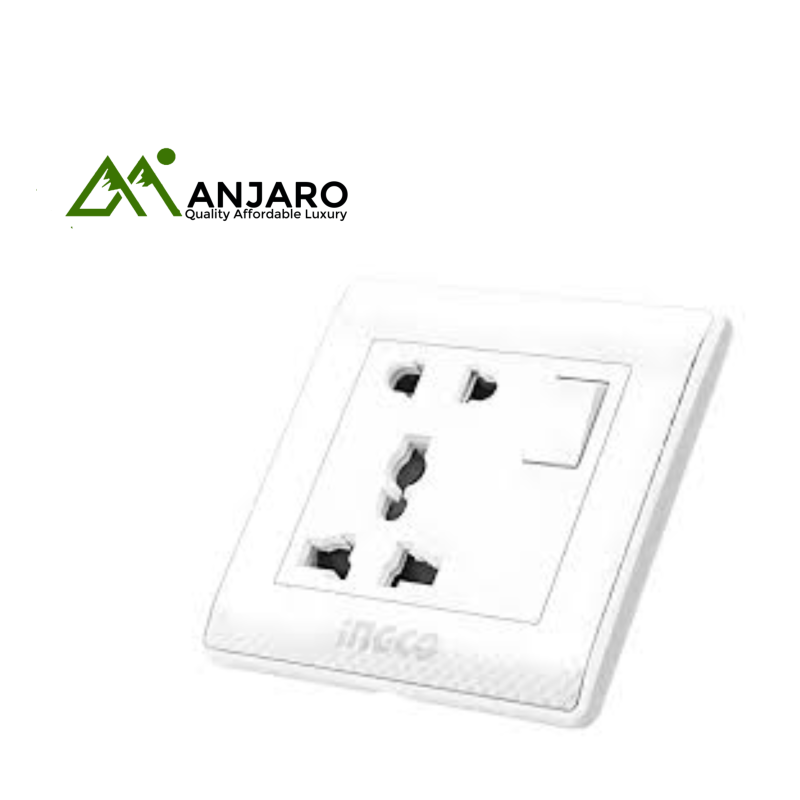 HESST1116A Universal Socket with Switch 1-Gang 16A C120 – Durable Wall Power Outlet (86x86mm)