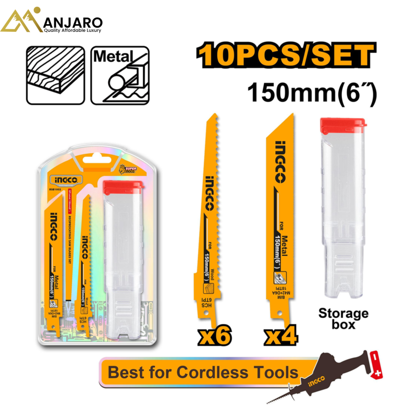 INGCO  Reciprocating Saw Blades Set – 10pcs (150mm) RSB1002