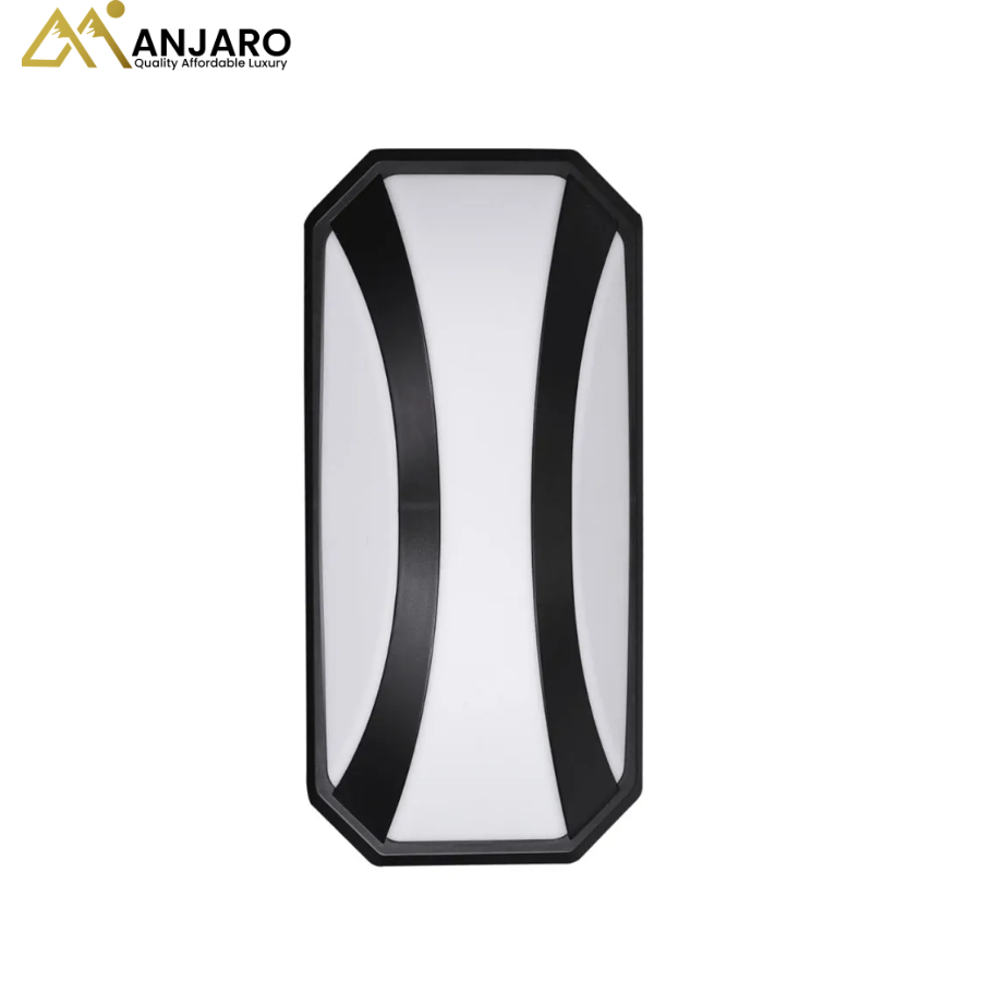 Curved Plastic Black Modern LED Outdoor Wall Light 24W Cool White