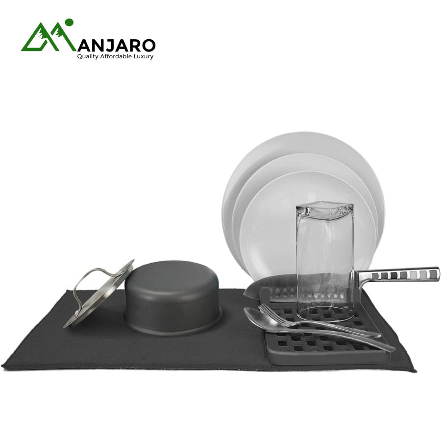 Cuisinart Dish Drying Mat with Rack | Removable Compact Dish Rack & Quick-Dry Mat | Black