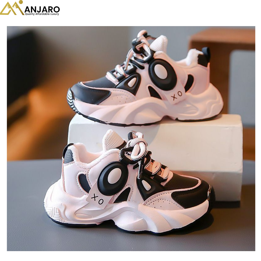 Kids Chunky Sport Sneakers – Size 32 | Black & White Casual Shoes