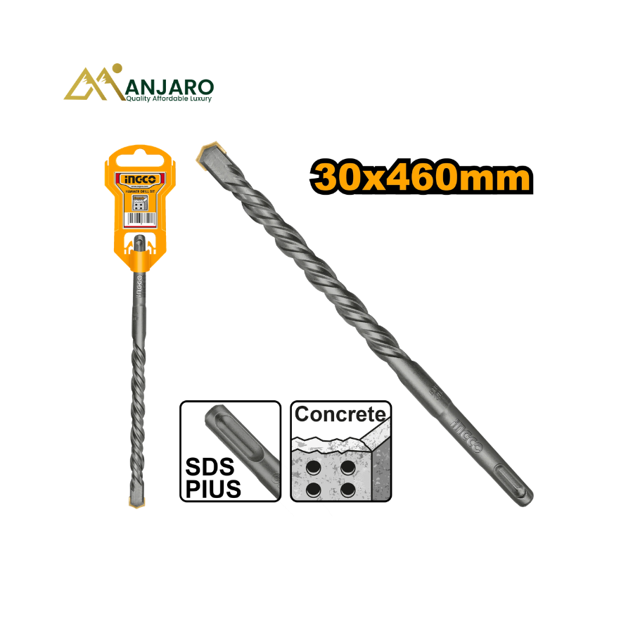 INGCO SDS Plus Hammer Drill Bit – 30 × 460mm – Concrete & Masonry Drill Bit DBH1213003