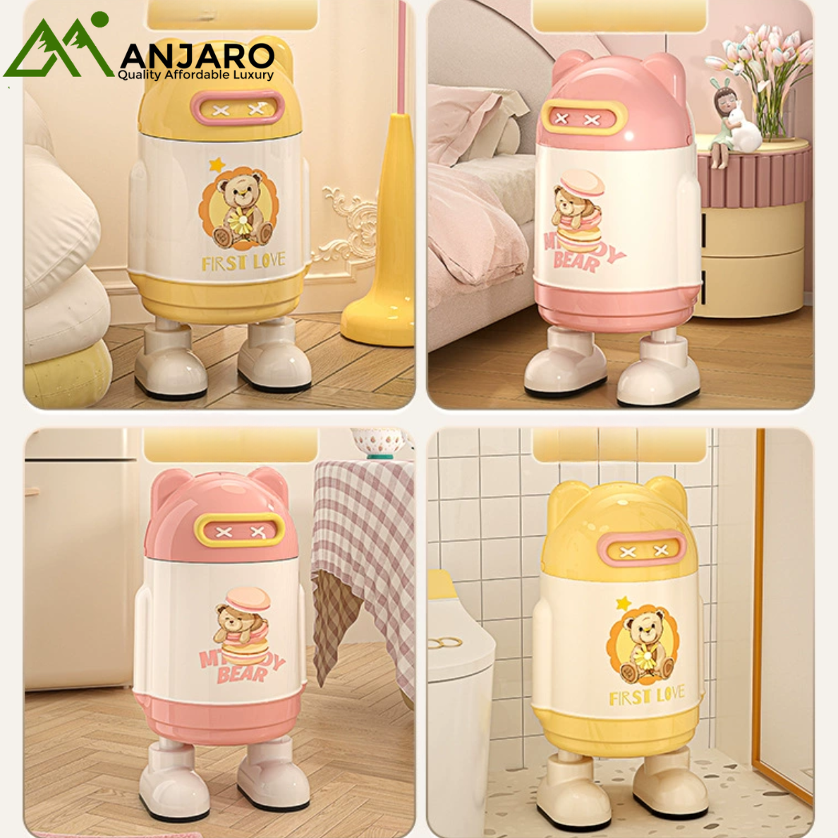 Teddy Bear Co-Branded Wastebasket 10L(Shipping Fee Included)