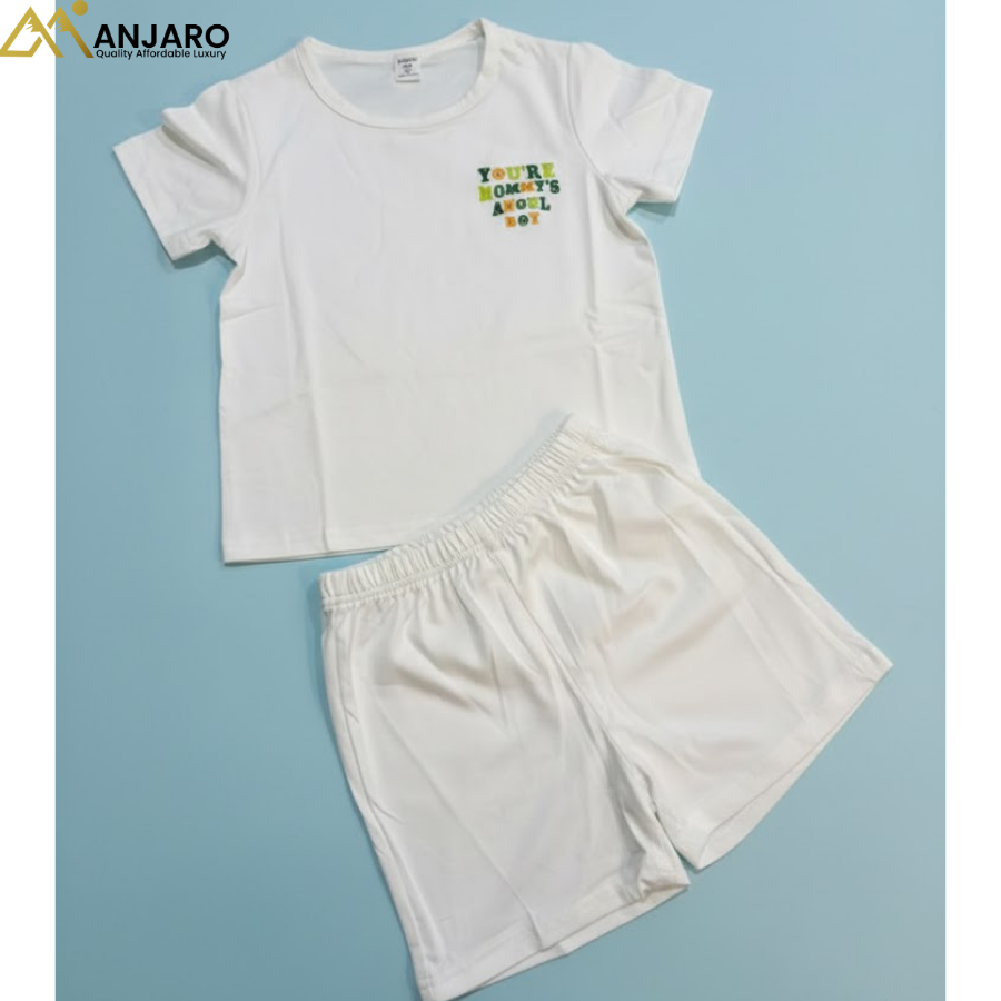 Kids Cream “You’re Mommy’s Angel Boy” T-Shirt & Shorts Set – 3/4/5 Years