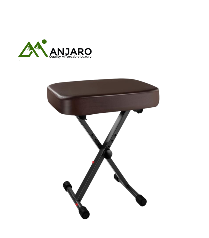 Asanasi PB-H Four-Range Thickened Electric Organ Stool – Matte Iron Frame with PU Leather Seat (46×36cm)