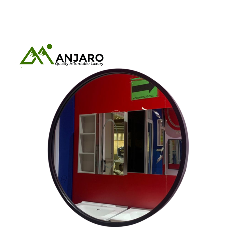 Minimalist Round LED Wall Mirror – 60cm | Sleek Black Frame, Space-Enhancing, Ideal for Modern Bathrooms