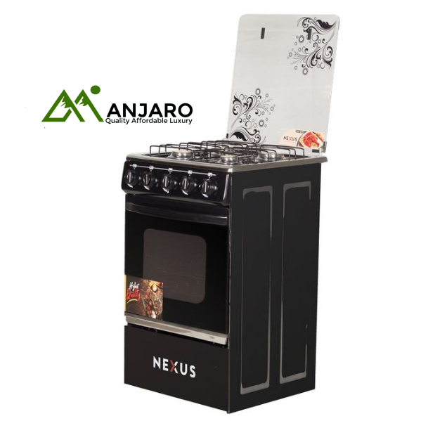 NX GC 5000BG Gas Cooker | 4-Burner with Gas Oven & Grill – 60x60cm