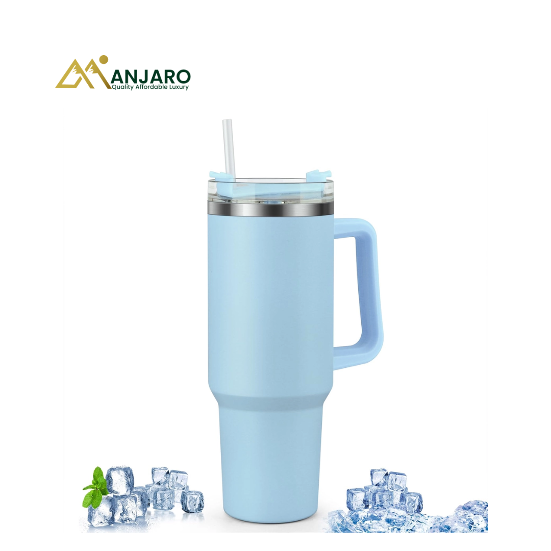 Stainless Steel Tumbler with Handle and Straw